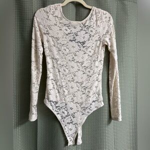 American Eagle Long Sleeve Low Back Lace Bodysuit